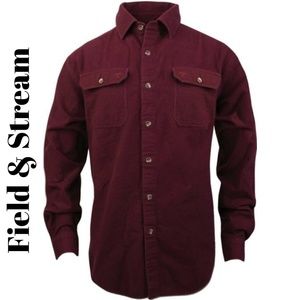 FIELD & STREAM Burgundy Button Down Flannel Size M